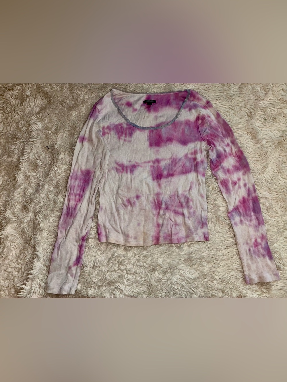 Tie-Dye Pink Long Sleeve Scoop Neck Top